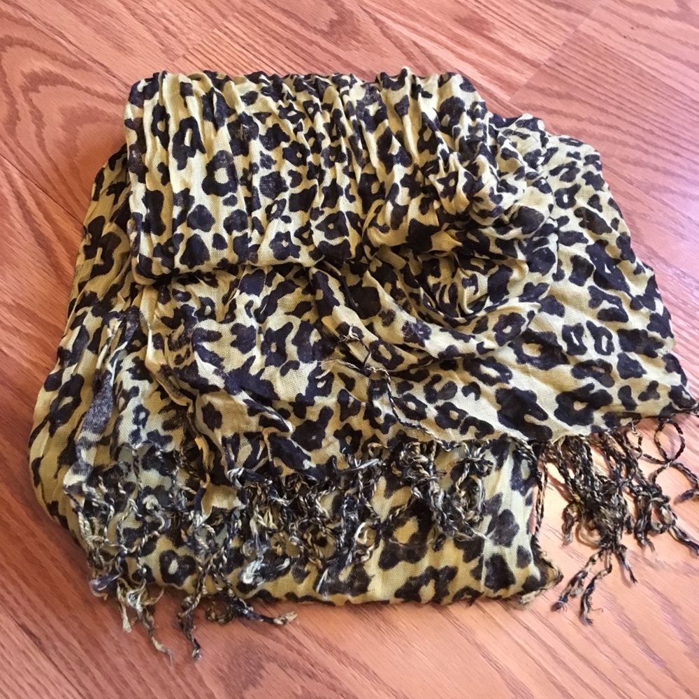 Yellow and black animal print scarf